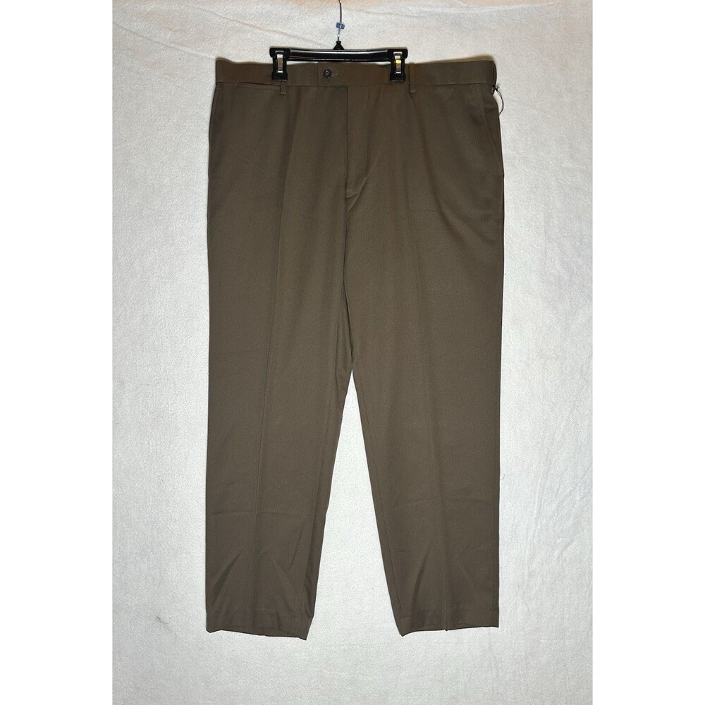 NWT Saddlebred Men’s Comfort Waist Straight Fit Flat Front Dress Pants Mocha 40W